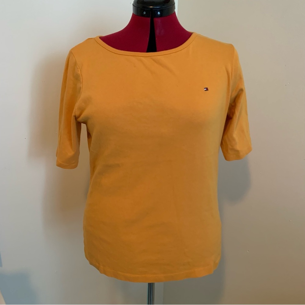 Yellow ribbed elbow length tshirt Tommy Hilfiger